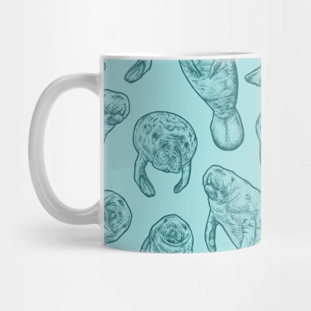 Manatee Pattern - Teal by Elizabeth Weglein Art